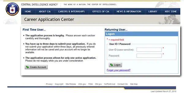 CIA Job Application Apply Online