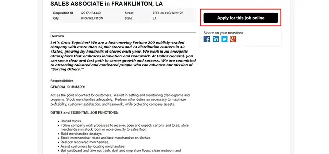 Dollar general Application Applying Online Career