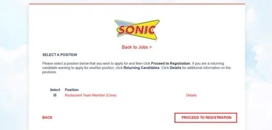 Sonic Job Application Apply Online