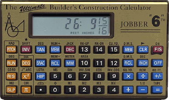 Jobber 6 Construction Calculator Conversion to metric, decimal