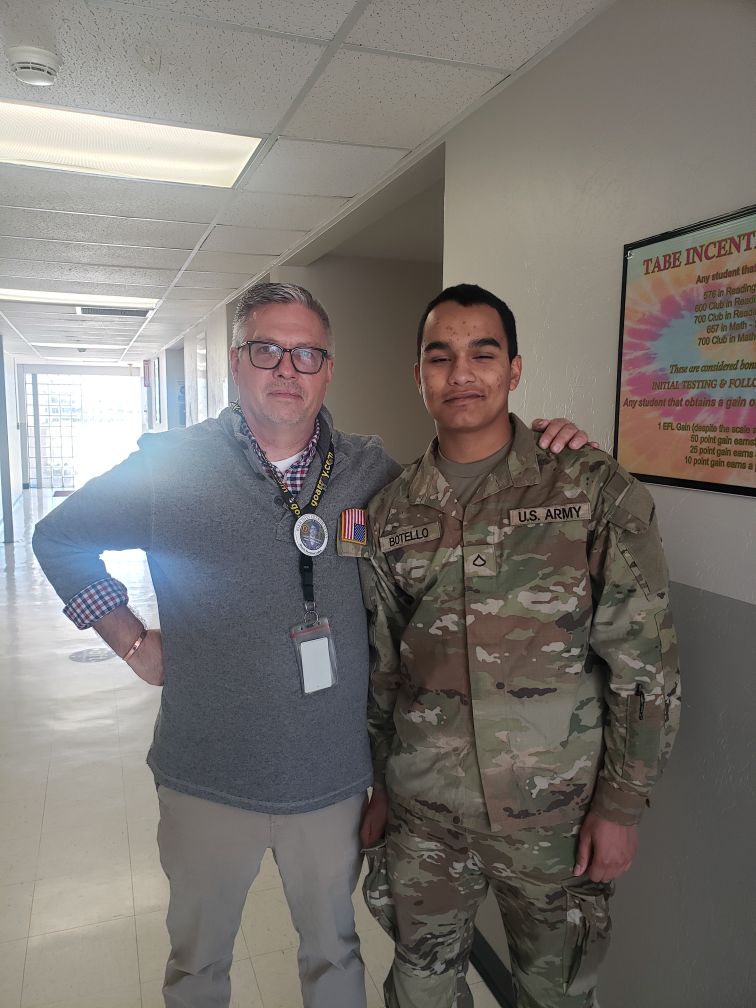 US Army Private First Class Botello visited Guthrie Job Corps Job
