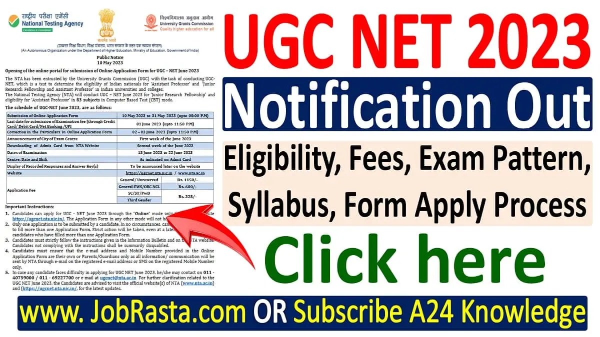UGC NET June 2023 Notification Application Form Out, Apply Link