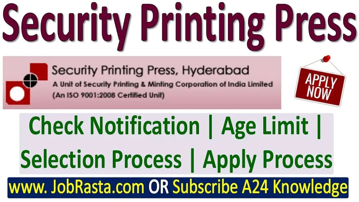 Security Printing Press Recruitment 2024 Notification Apply Link