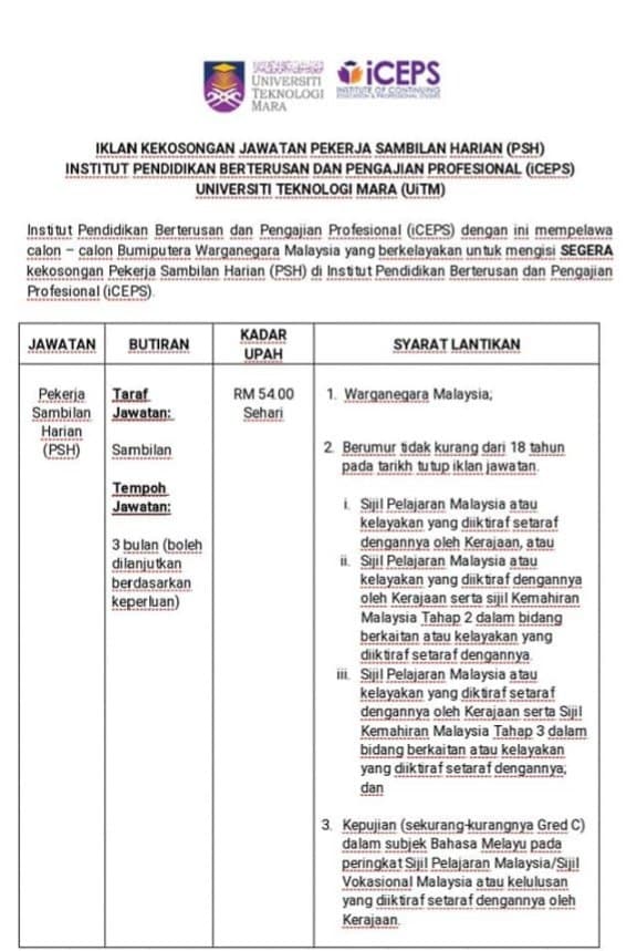 iCEPS UiTM » Jobs Hub
