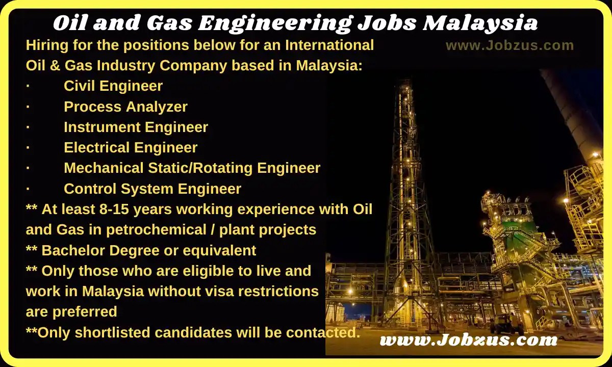 Oil and Gas Engineering Jobs Malaysia JobzUS