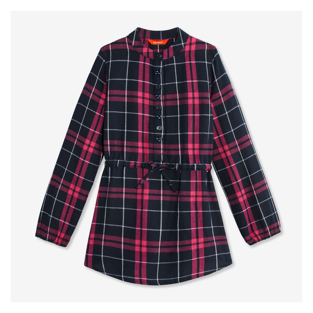 Kid Girls Plaid Shirt Dress In Magenta From Joe Fresh