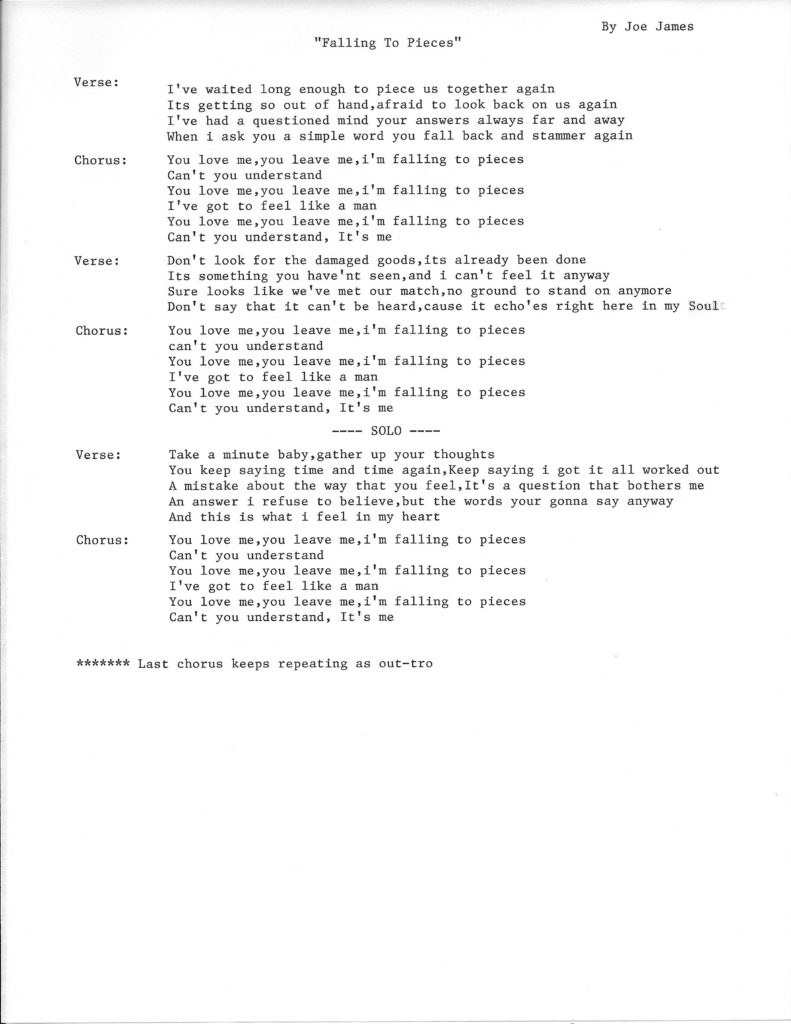 Lyrics & Poetry Joe James