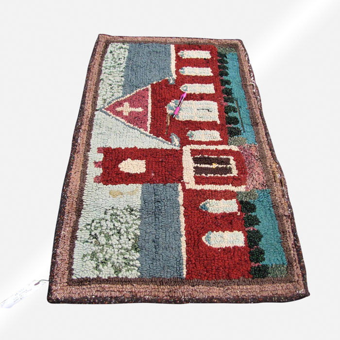 Antique American Folk Art Hooked Rug. RR3282 joenevo