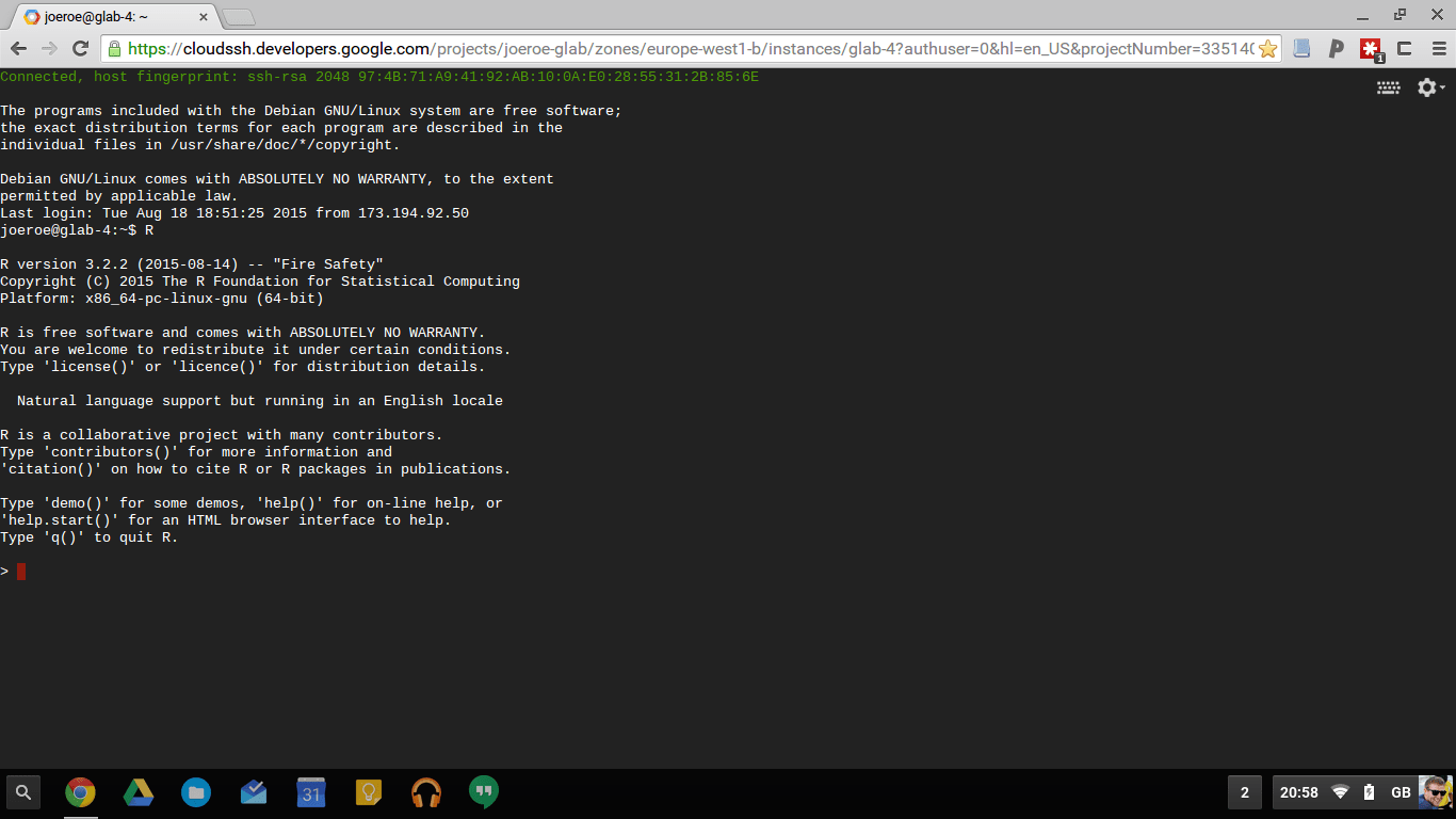 RStudio Server on a Google Compute Engine instance Joe Roe