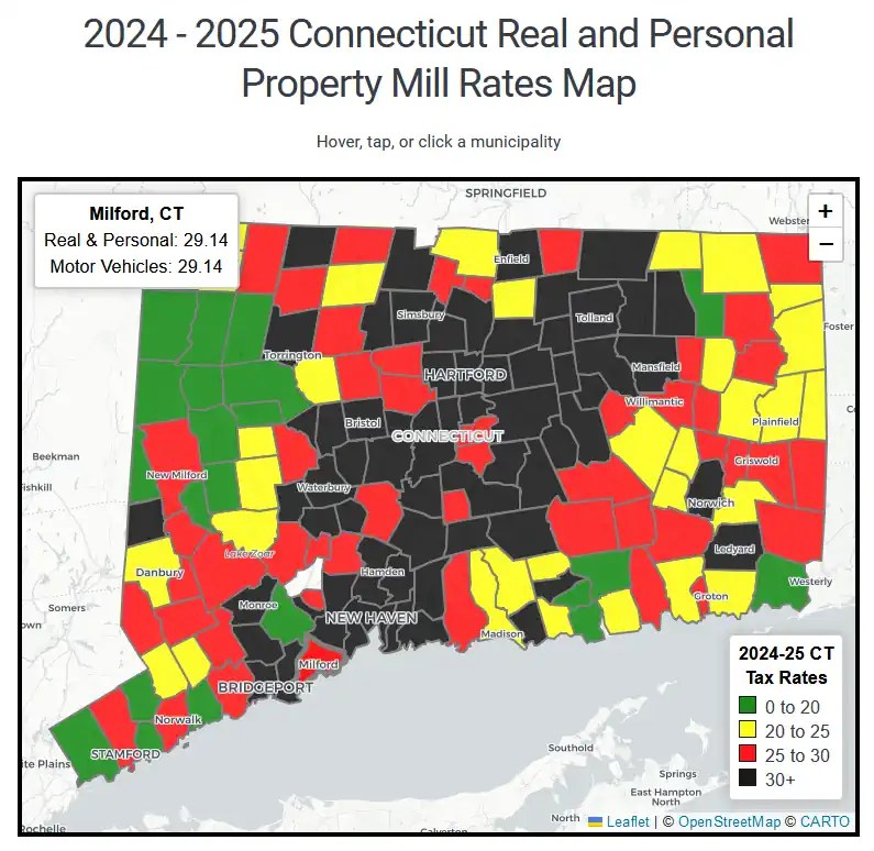 Connecticut Mill Rates / CT Property Taxes by Town