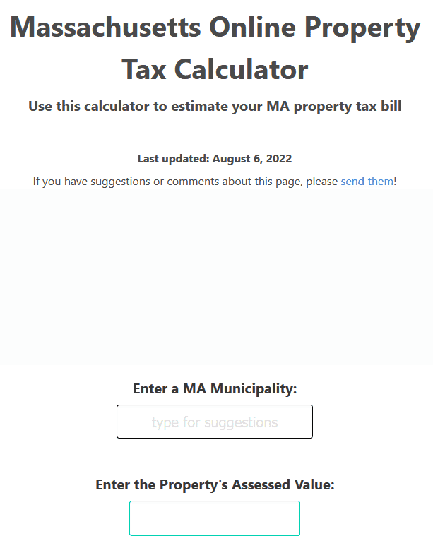 Online Massachusetts Property Tax Calculator