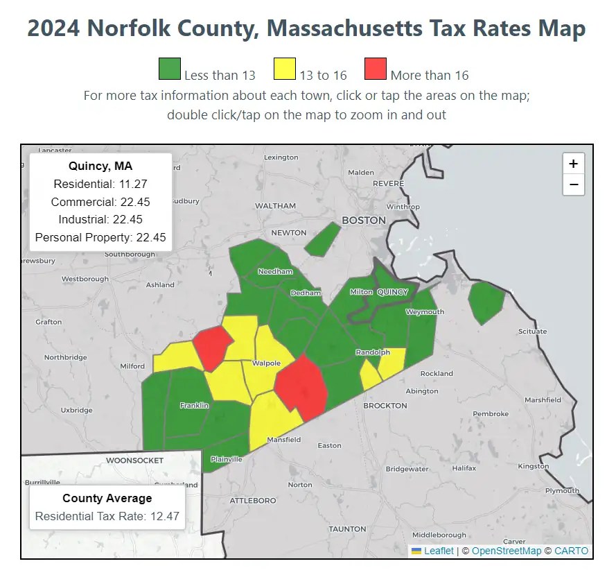 2024 Norfolk County Massachusetts Property Tax Rates Residential