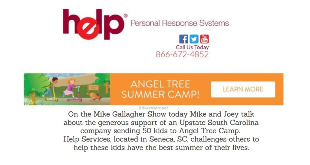 Help Services of Upstate, SC Supports Angel Tree Camps Joey Hudson