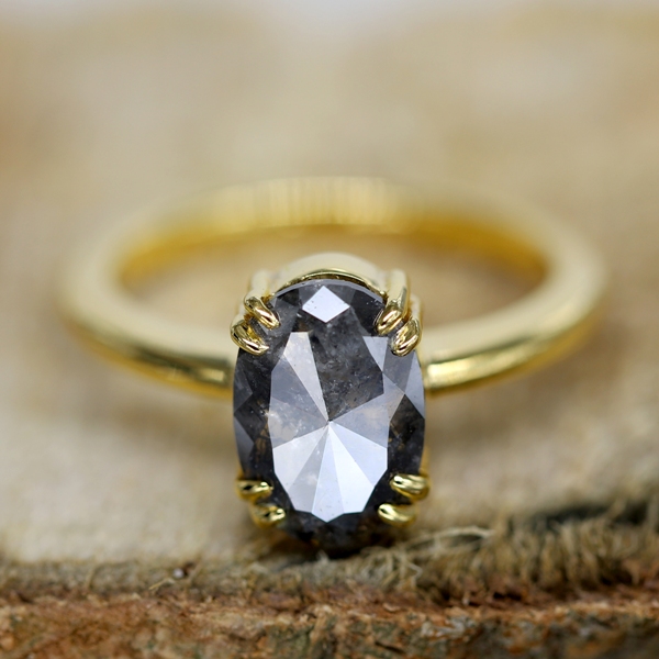 oval salt and pepper diamond ring
