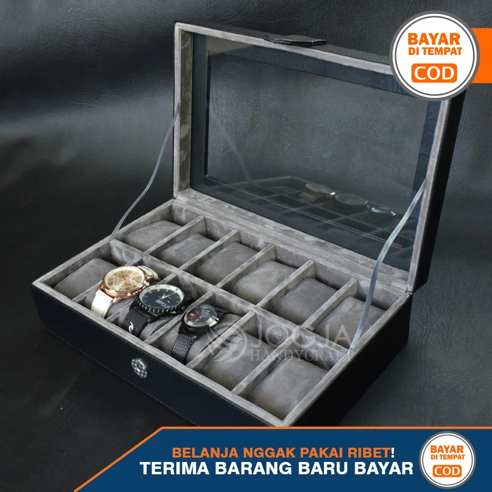 Watch Box Organizer Kotak Tempat Jam Tangan Isi 12 (Polos) — Jogja