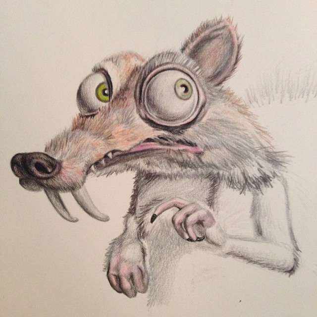 Scrat Colored Pencil Drawing The Artwork of John DiBiase