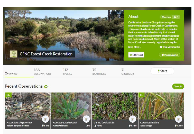 Using iNaturalist Castlemaine Landcare Group