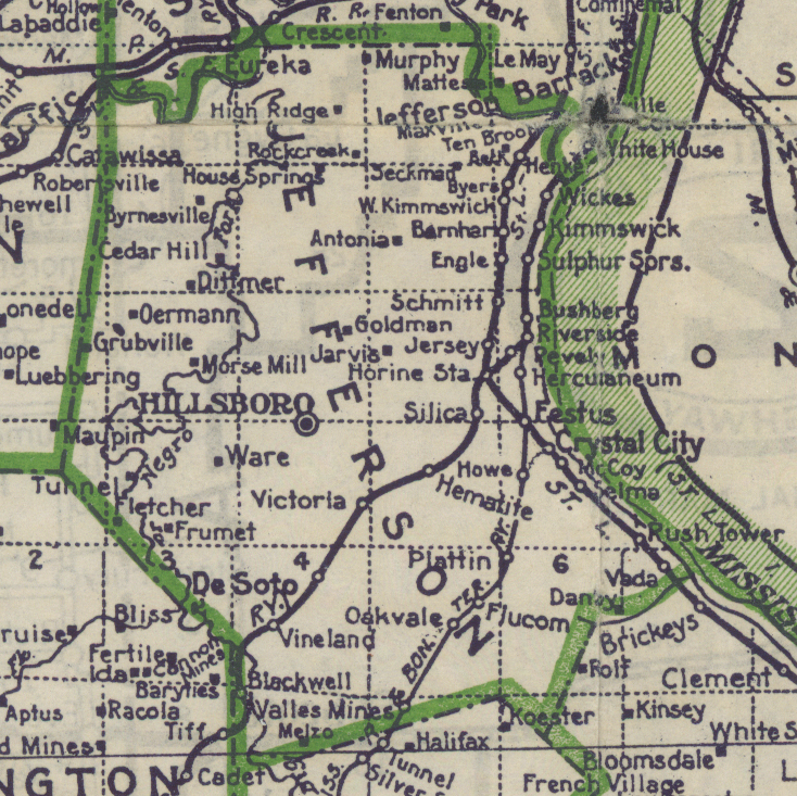 Jefferson County, Missouri (Roots), Archives (MOGen), MAP circa