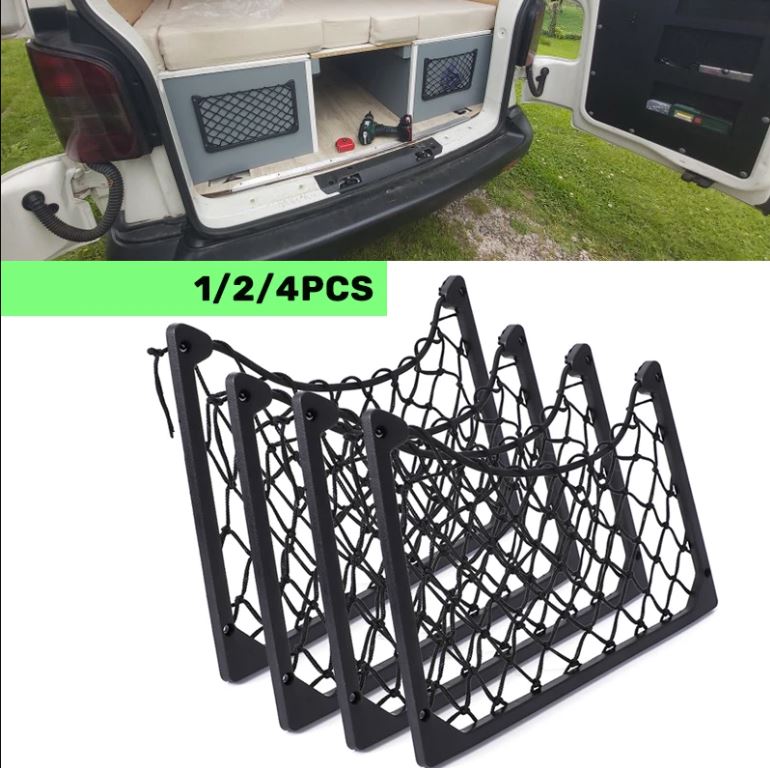 Elastic Cargo Storage Nets 4pcs Van Build Storage Nets