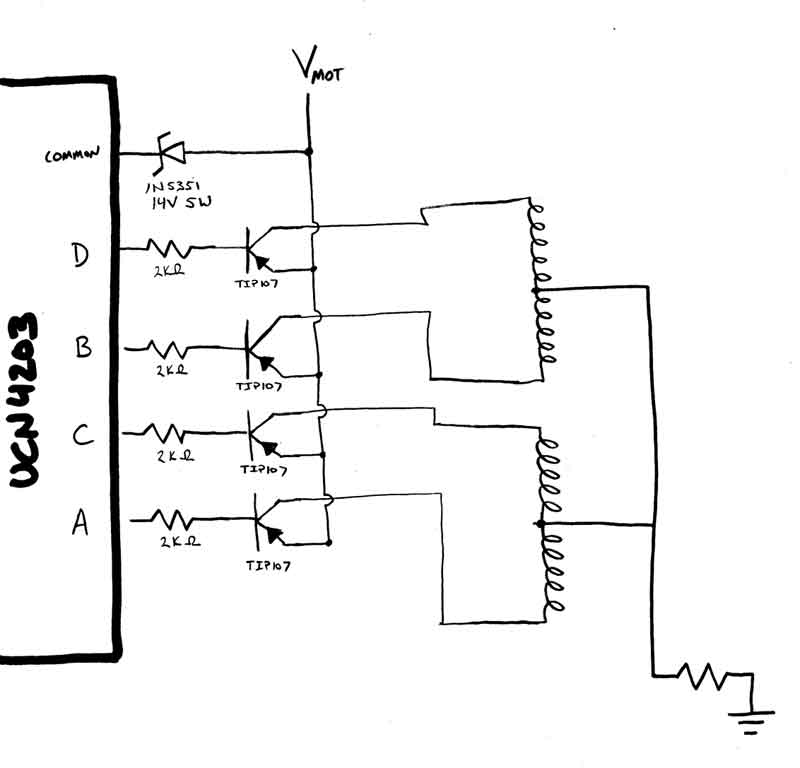 Diode placement for UCN5804 + TIP107