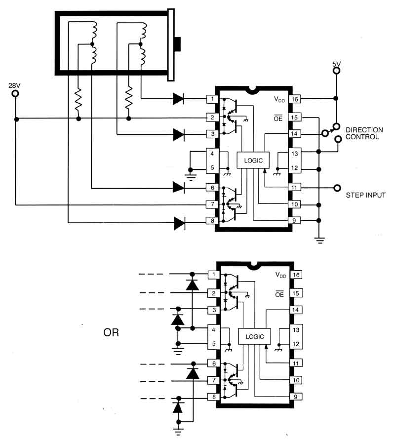 Diode placement for UCN5804 + TIP107