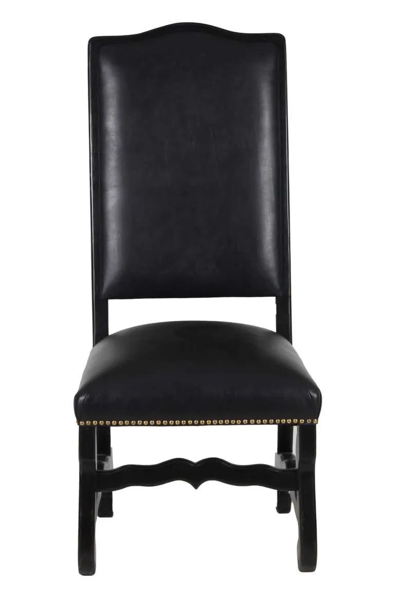 Classic Dining Chair Black Leather John Proffitt