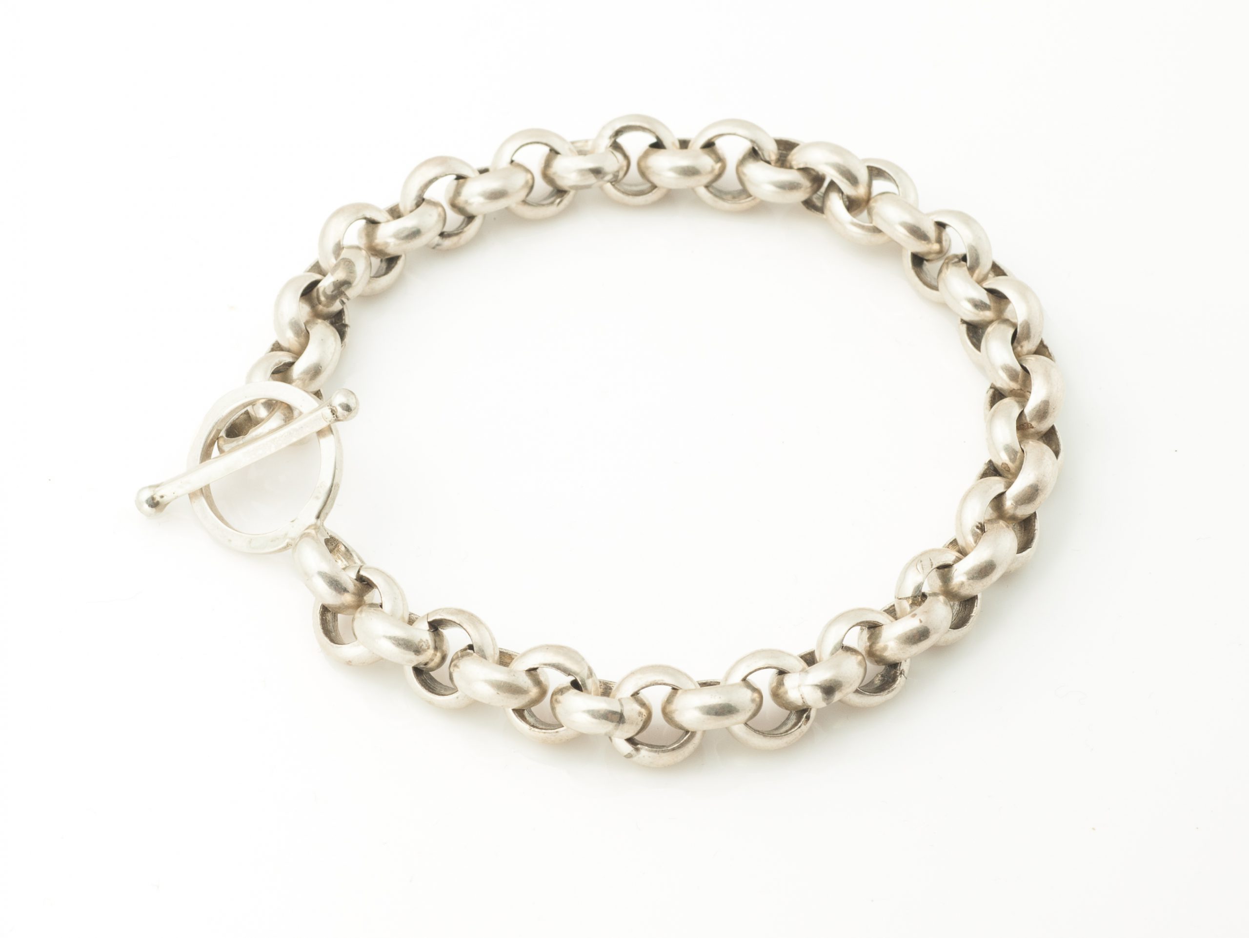 Halfround, Handmade Sterling Silver Chain Bracelet John Rippel USA