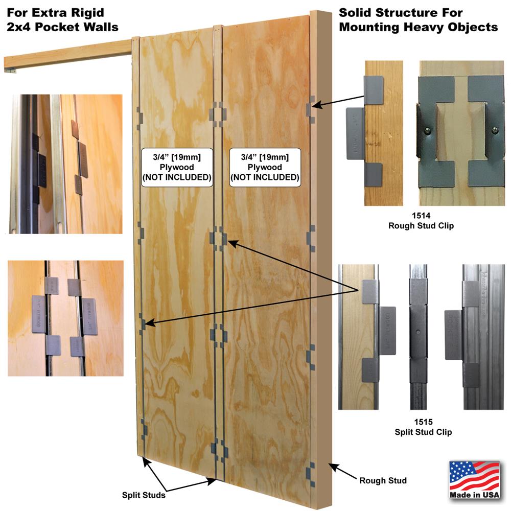 Pocket Door Frame Plywood Clip Set Sliding