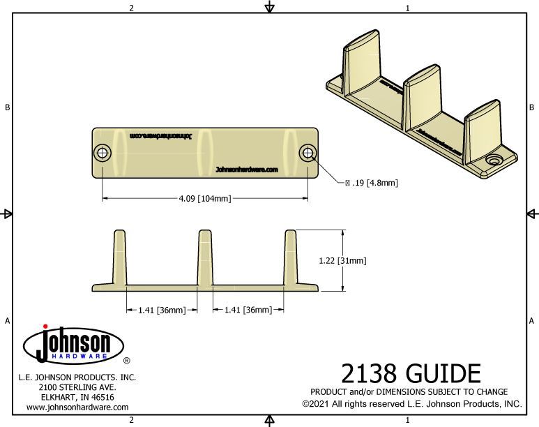 2138 Bypass Door Guide Sliding Folding