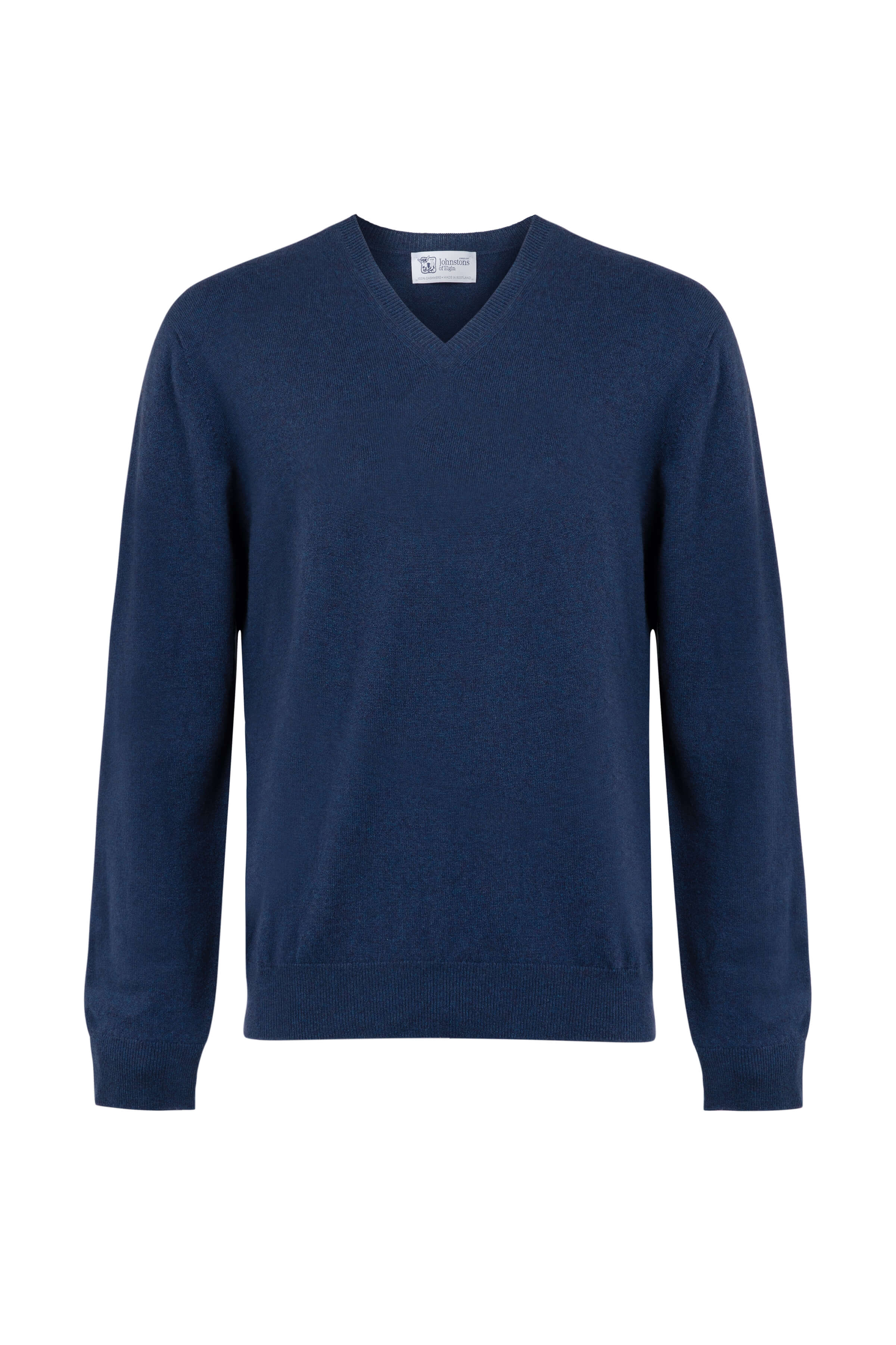 Ocean Blue Cashmere V Neck Jumper Johnstons of Elgin
