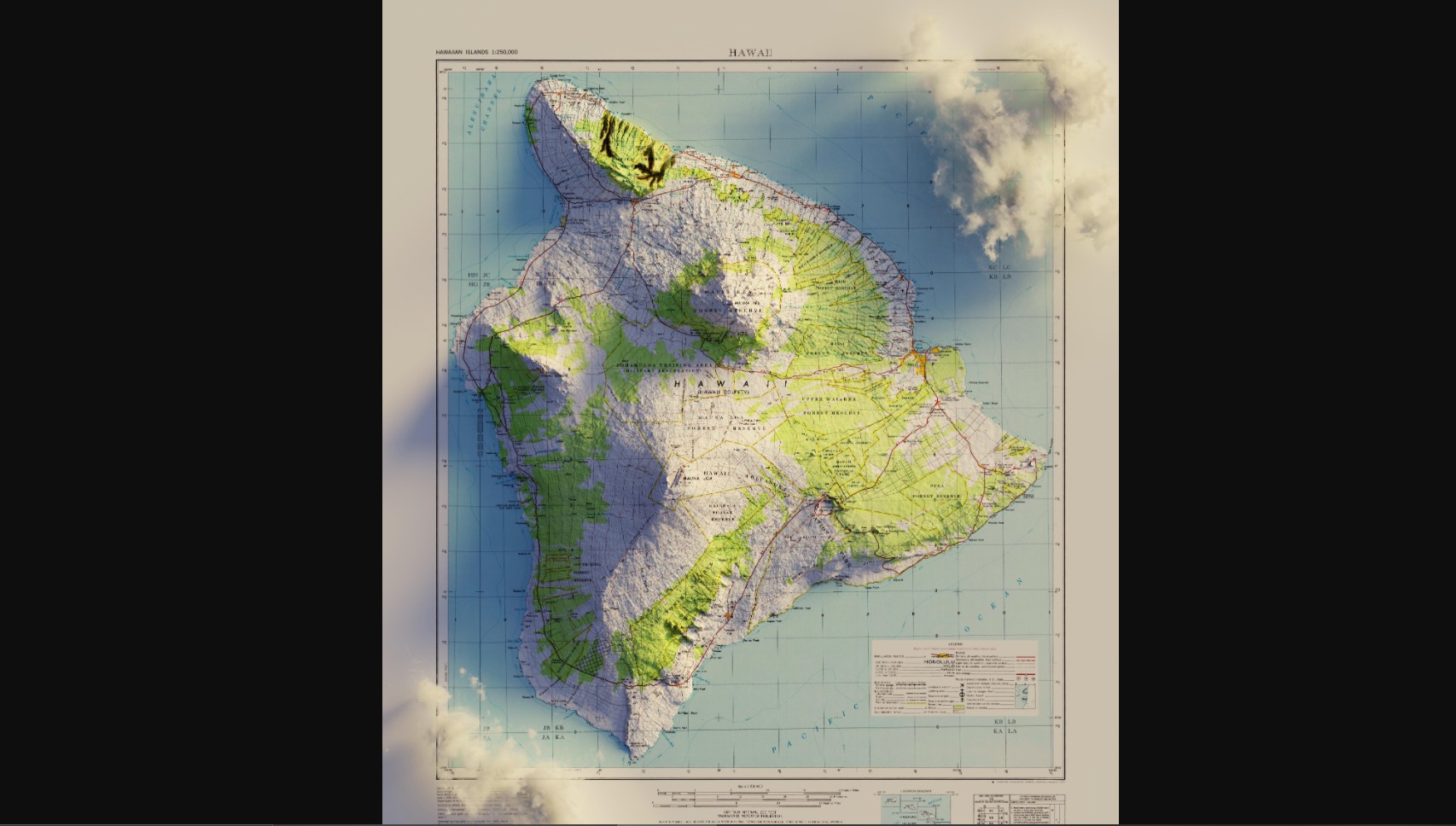 3D USGS Map of Hawaii Island in 1975