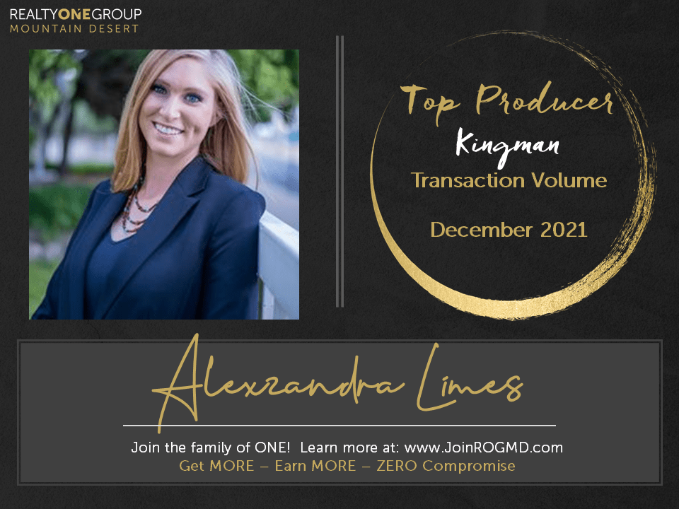 December 2021 Top Producers Kingman Realty ONE Group Mountain Desert