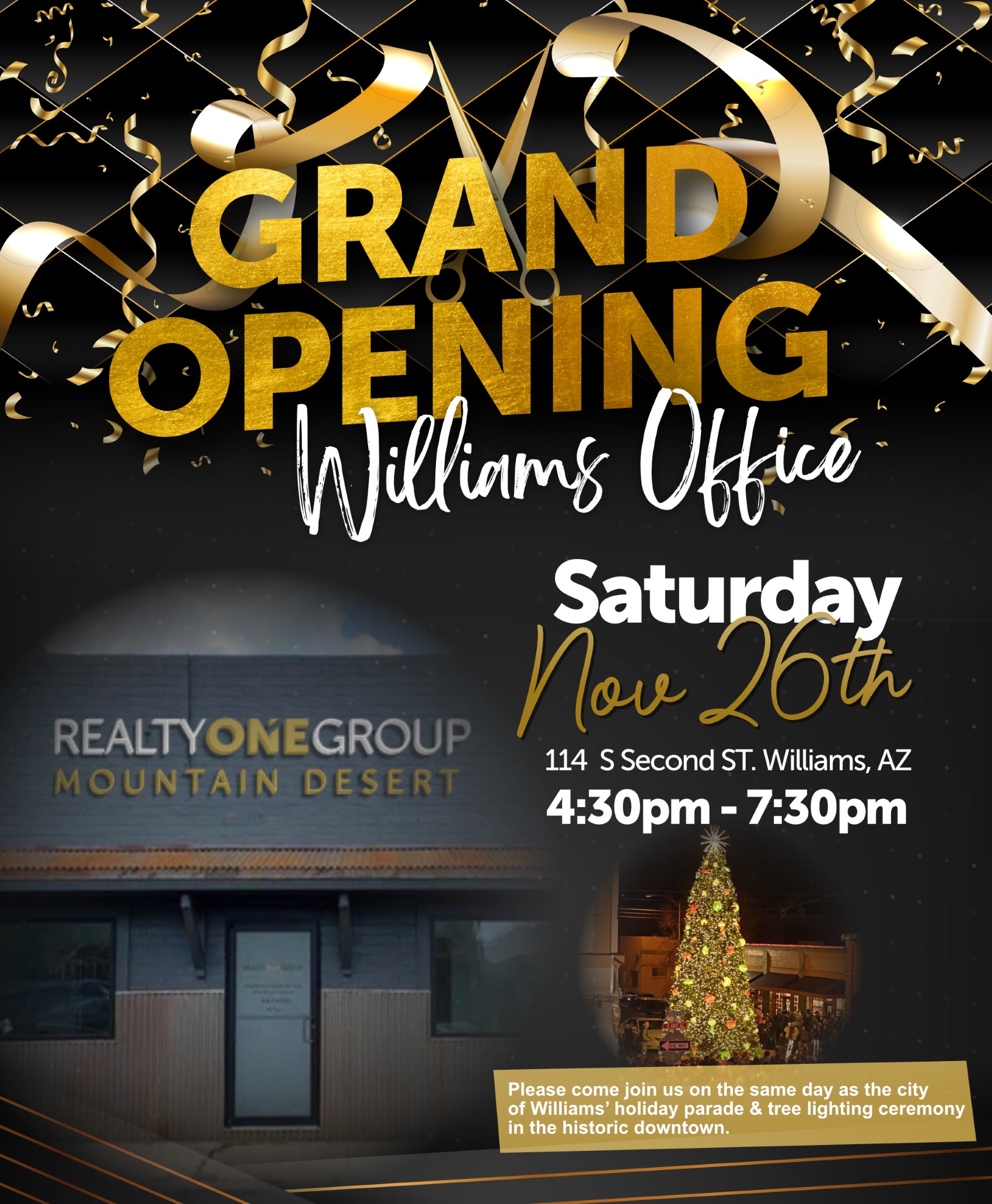 Williams Office Grand Opening Nov 26th Realty ONE Group Mountain Desert