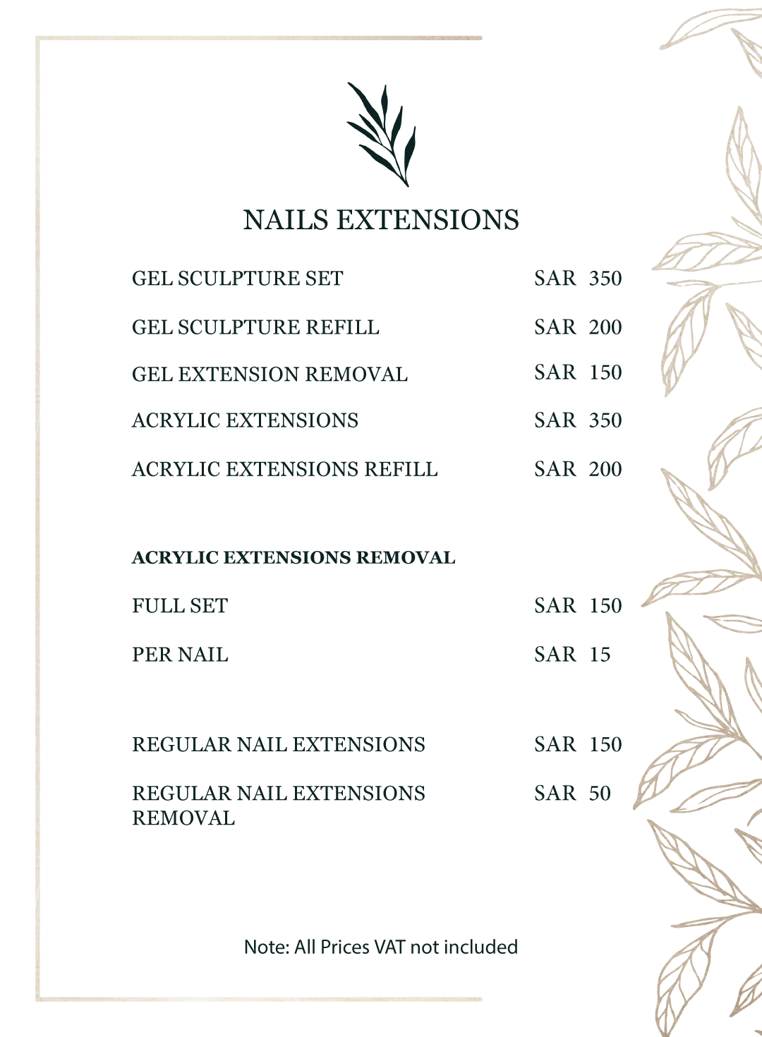 price list English Jolie Dame Ladies Beauty Center