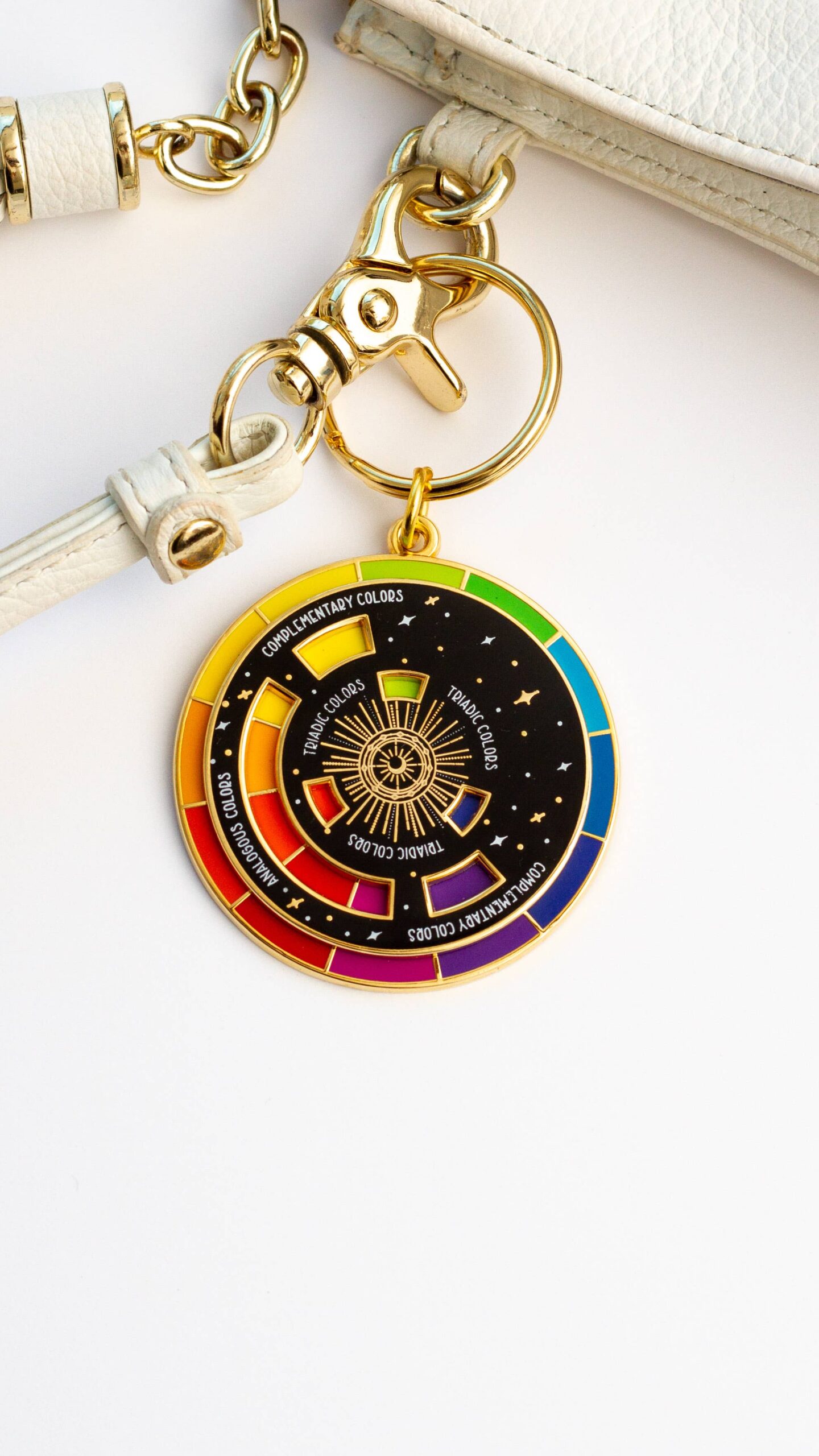 Color Wheel© Enamel Keychain BLACK (GOLD OR SILVER) Joli Jardin