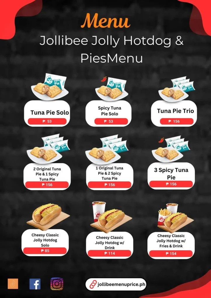 Jollibee Hotdog & Pies Menu With Updated Prices September 2024