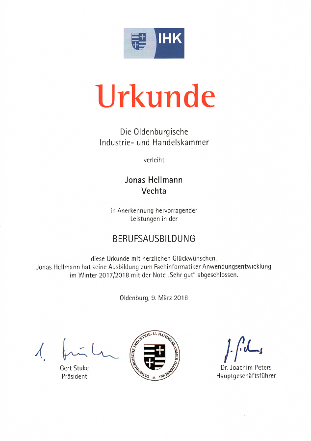 Jonas Hellmann Softwareentwickler / Programmierer / Fachinformatiker