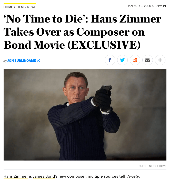 The Hans Zimmer Bond exclusive Jon Burlingame