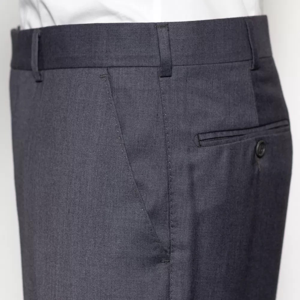 House Of Monatic Blue Grey Flat Front Trousers A51001TC22 Jones and