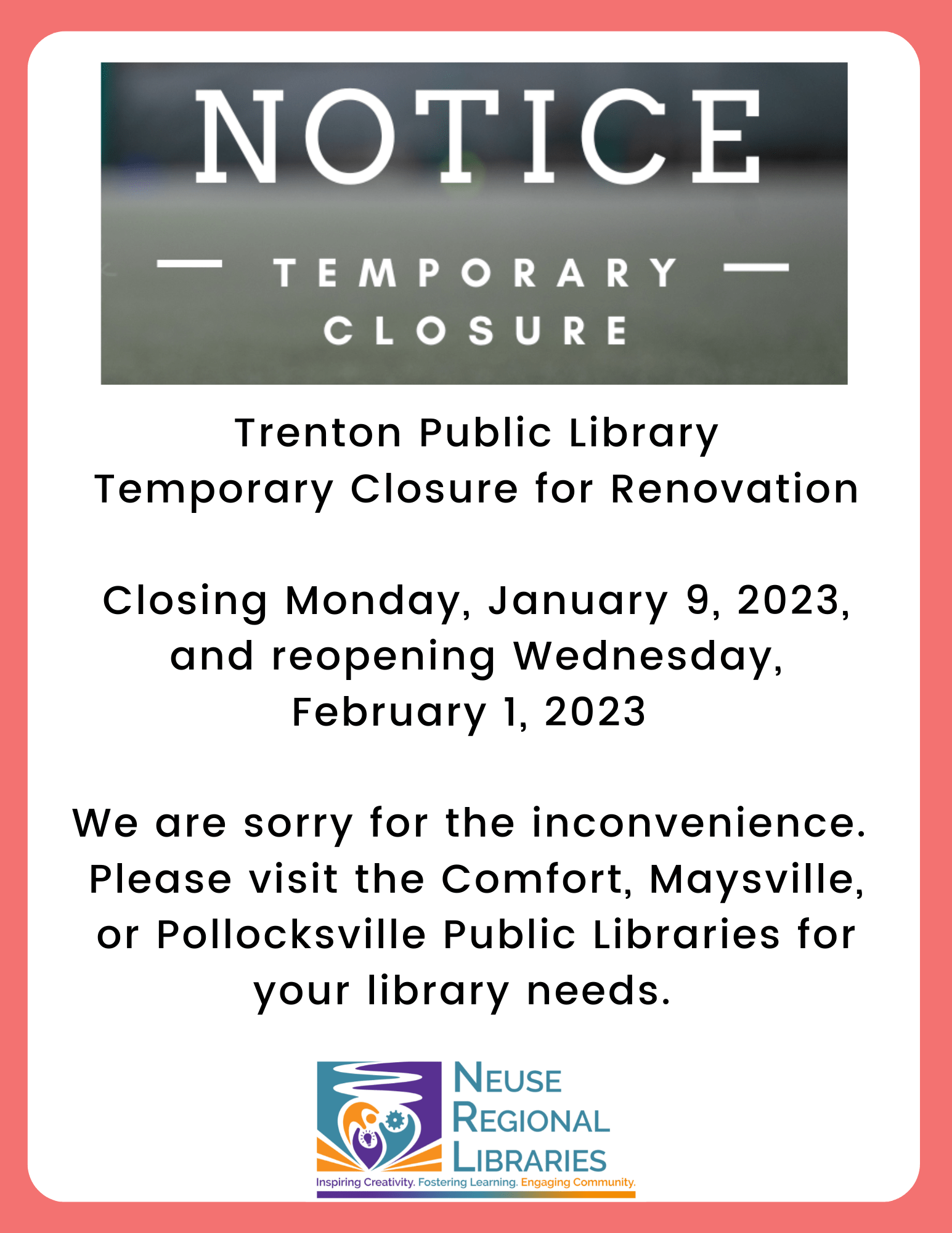 Trenton Library Renovation Jones County, North Carolina Official