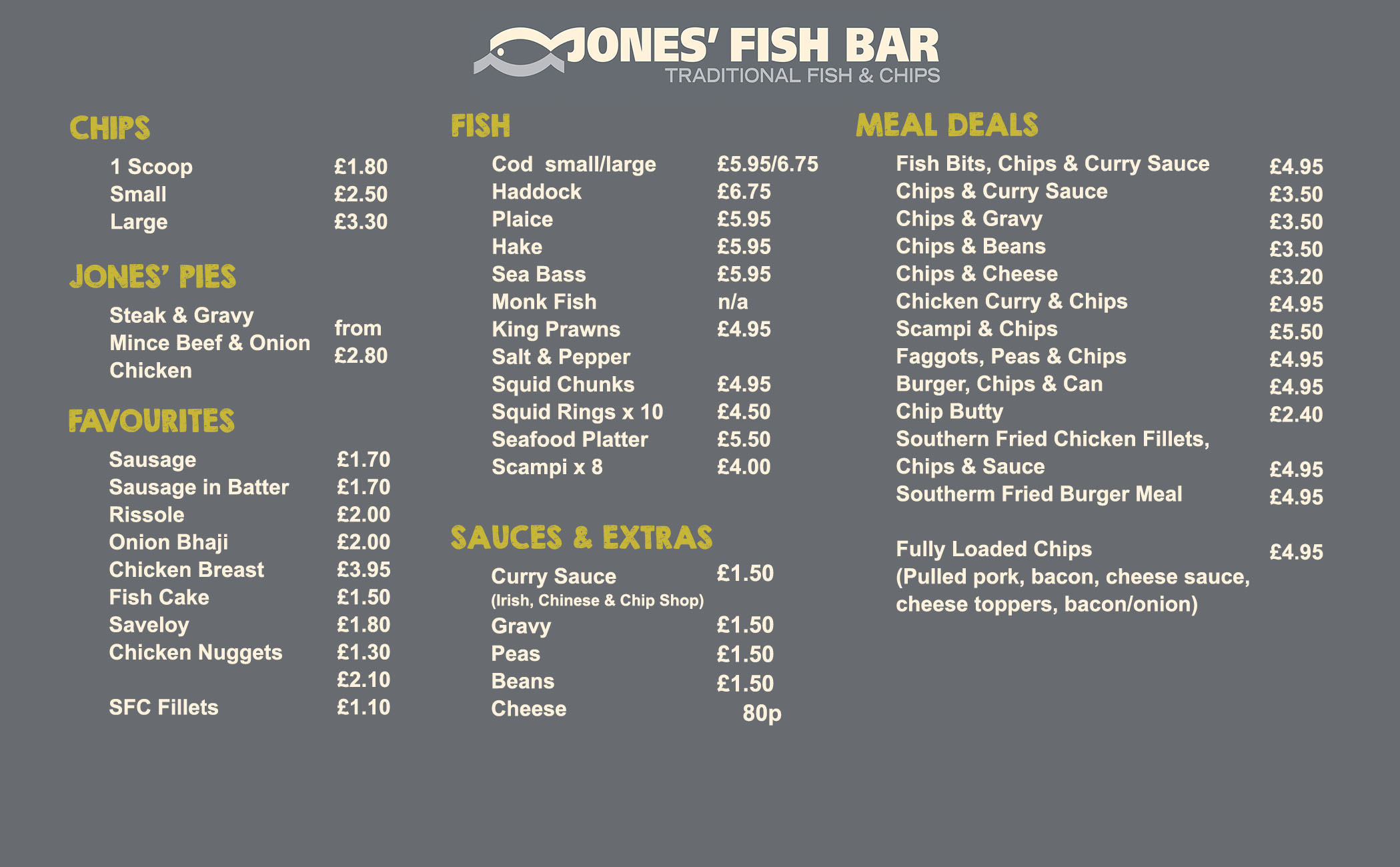 Our Menu Jones Fish Bar Newport