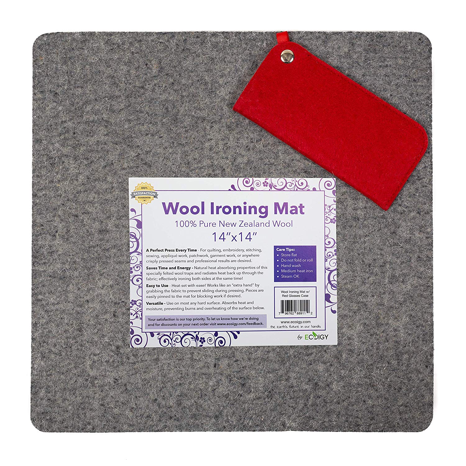 14″ x 14″ Wool Ironing Pad, 1/2″ Thick Wool Pressing Mat for Quilting