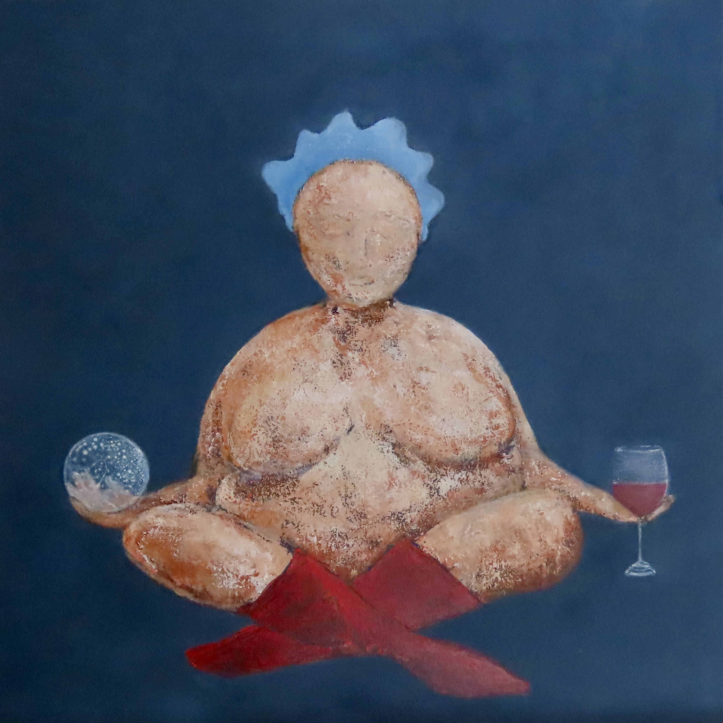 50 x 50 cm "Fru Willendorf mediterer"