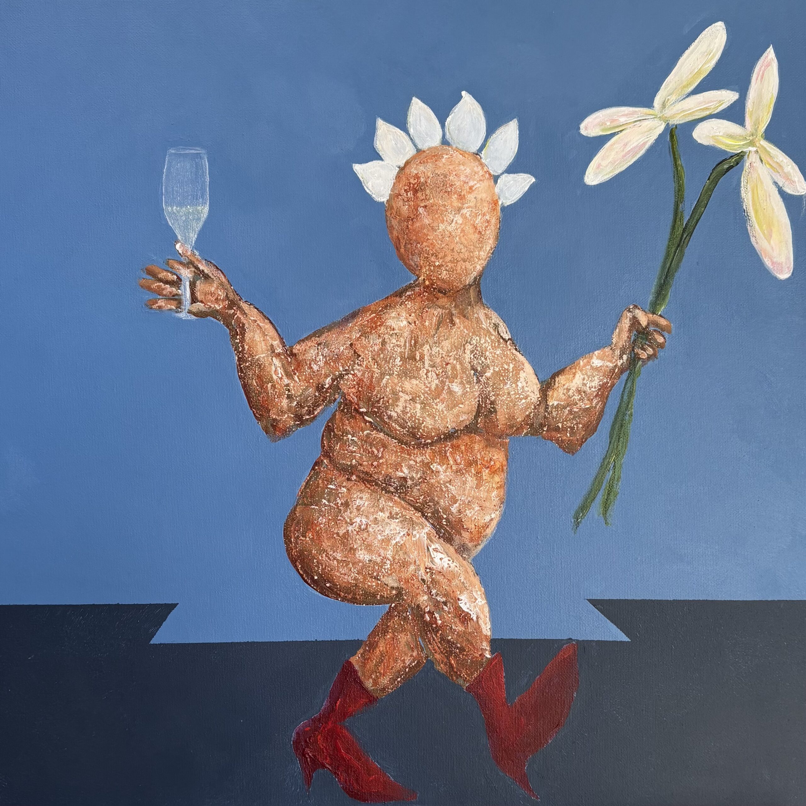 Fru Willendorf springer ud i foråret. 40 x 40 cm