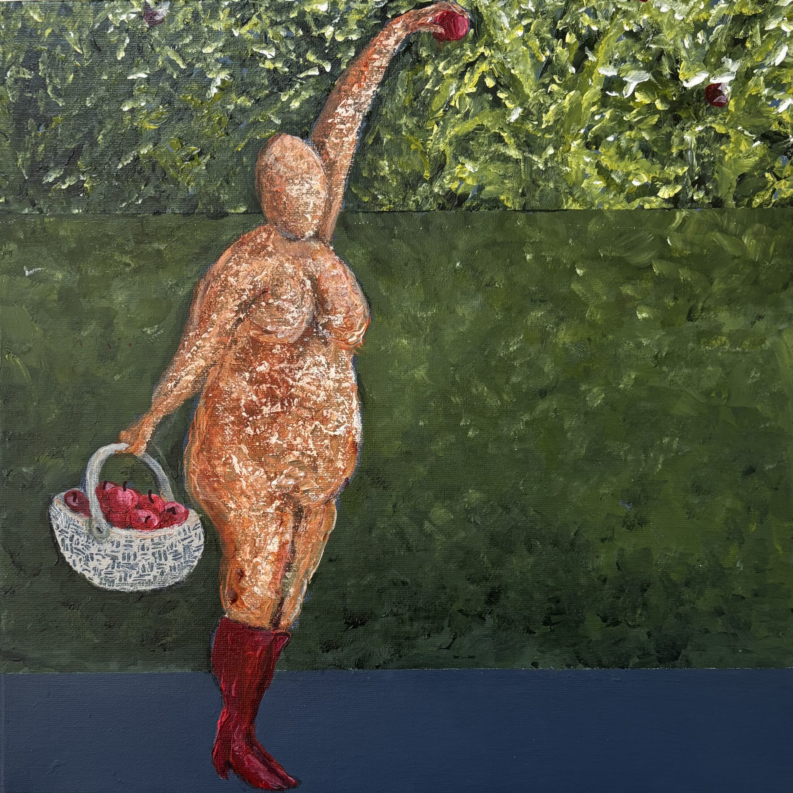 SOLGT! Fru Willendorf på æblerov 30 x 30 cm
