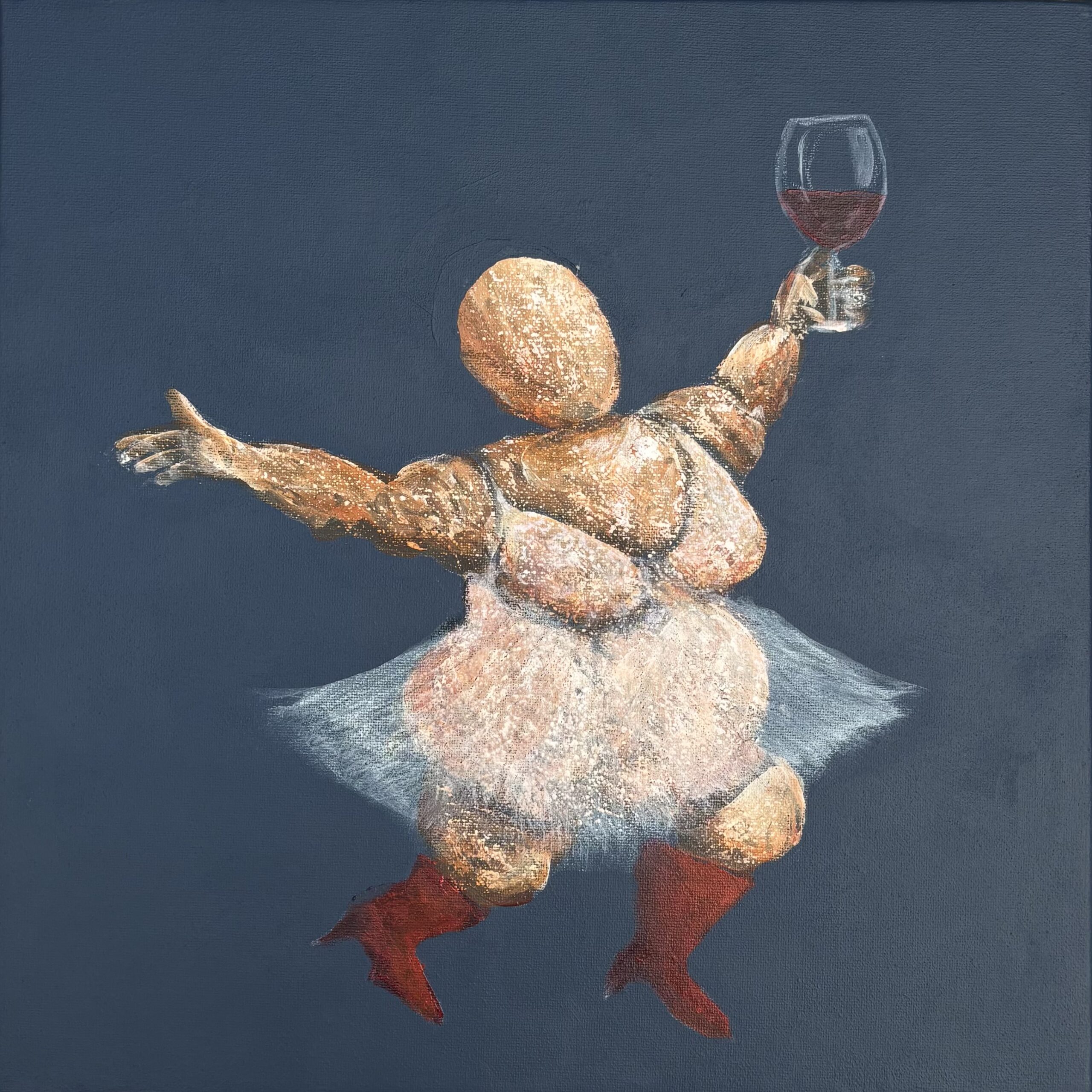 Fru W. Når livet "danser", danser fru Willendorf med. 30 x 30 cm