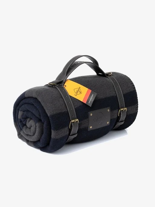 LeMieux Luxury Wool Blanket Navy/Grey Medium 140 x 160cm Jonty