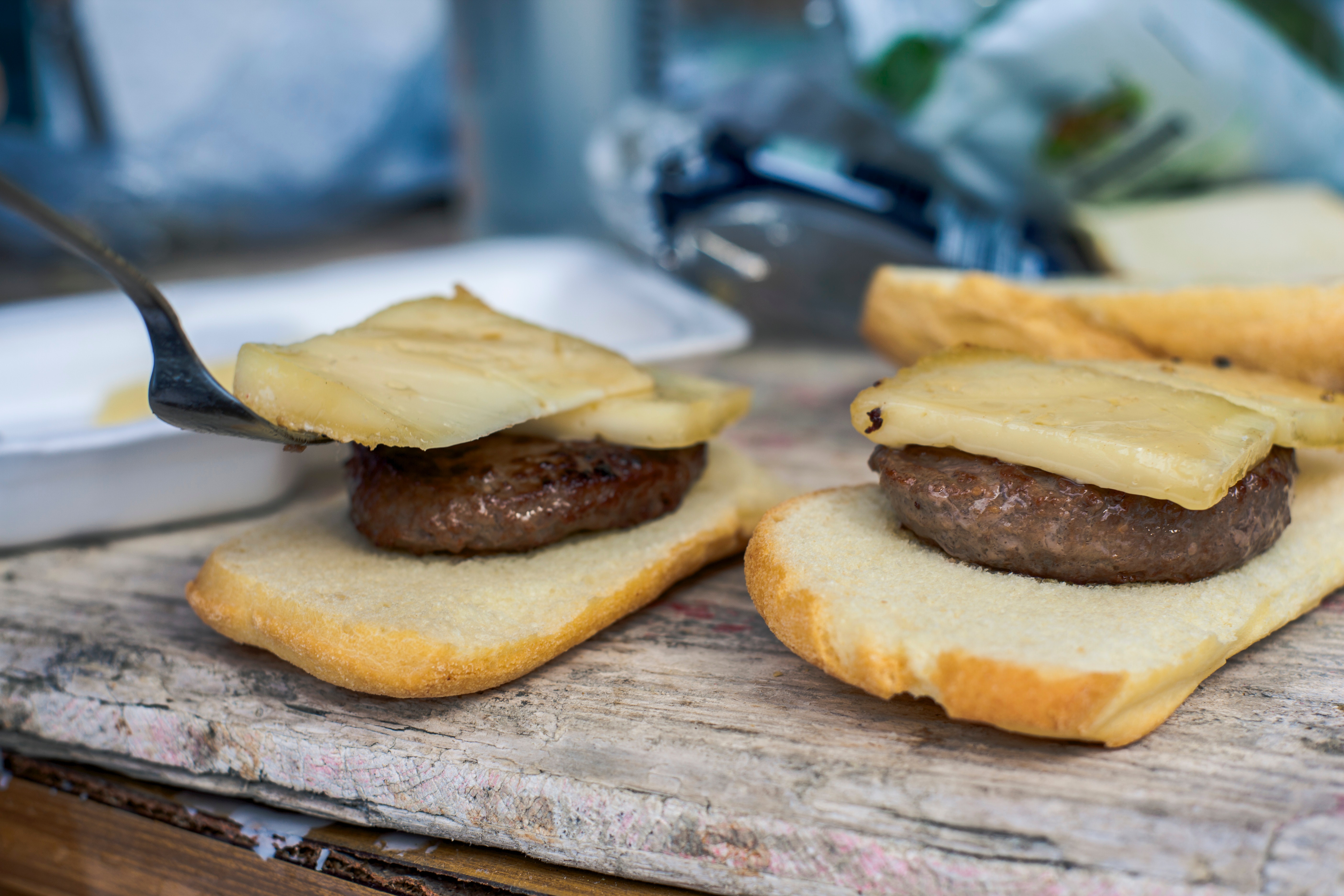 Free photo Bread Slice With Burger Beef, Hamburger, Wood Free