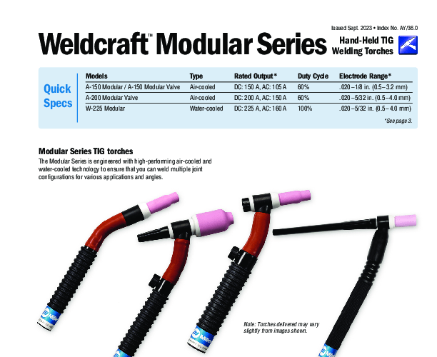 Weldcraft W225 Mod Tig Torch BodyMiller Josef Gas