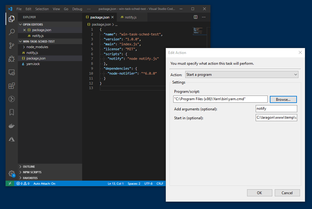 Using Windows Task Scheduler to Automate NodeJS Scripts
